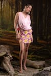 Buy_Harshita Jain_Pink Organza Pearls Hand Embroidered Skirt _at_Aza_Fashions