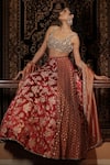 Buy_Vana Ethnics_Gold Silk Mirrors, Sequins, The Virasat Ornamental Embellished Lehenga Set 