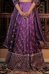 Vana Ethnics_Purple Silk, Tissue Mirrors, Beads, Sequins, The Manmohini Hand Lehenga Set _Online_at_Aza_Fashions