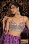 Shop_Vana Ethnics_Purple Silk, Tissue Mirrors, Beads, Sequins, The Manmohini Hand Lehenga Set _Online_at_Aza_Fashions