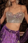 Buy_Vana Ethnics_Purple Silk, Tissue Mirrors, Beads, Sequins, The Manmohini Hand Lehenga Set 