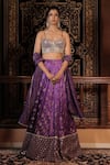 Shop_Vana Ethnics_Purple Silk, Tissue Mirrors, Beads, Sequins, The Manmohini Hand Lehenga Set 