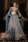 Buy_Vana Ethnics_Blue Tissue, Silk Sequins, Stones, The Neelaya Banarasi Embroidered Lehenga Set _at_Aza_Fashions