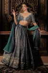 Shop_Vana Ethnics_Blue Tissue, Silk Sequins, Stones, The Neelaya Banarasi Embroidered Lehenga Set _Online_at_Aza_Fashions