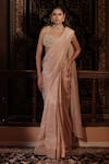 Buy_Vana Ethnics_Blush Tissue Pearls, Stones, The Hiramoti Kundan Embellished Saree With Blouse _at_Aza_Fashions