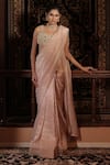Shop_Vana Ethnics_Blush Tissue Pearls, Stones, The Hiramoti Kundan Embellished Saree With Blouse _Online_at_Aza_Fashions