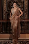 Buy_Vana Ethnics_Gold Tissue Stones, The Aaina Ratna Sandhya Embellished Saree With Blouse _at_Aza_Fashions