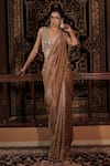 Shop_Vana Ethnics_Gold Tissue Stones, The Aaina Ratna Sandhya Embellished Saree With Blouse _Online_at_Aza_Fashions