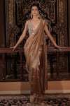 Vana Ethnics_Gold Tissue Stones, The Aaina Ratna Sandhya Embellished Saree With Blouse _at_Aza_Fashions