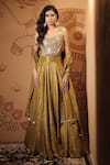 Buy_Vana Ethnics_Gold Tissue Mirrors, Stones, Embroidery The Sheesh Mahal Embellished Lehenga Set _at_Aza_Fashions
