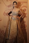 Vana Ethnics_Gold Tissue Mirrors, Sequins, Stones, The Kamalratna Embroidered Lehenga Set _at_Aza_Fashions