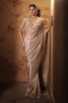 Vana Ethnics_Green Tissue Beads, Zari, The Nirvana Border Embellished Saree With Blouse _Online_at_Aza_Fashions