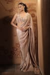 Buy_Vana Ethnics_Green Tissue Beads, Zari, The Nirvana Border Embellished Saree With Blouse _Online_at_Aza_Fashions