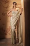 Shop_Vana Ethnics_Green Tissue Beads, Zari, The Nirvana Border Embellished Saree With Blouse _Online_at_Aza_Fashions