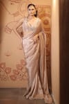 Buy_Vana Ethnics_Green Tissue Beads, Zari, The Nirvana Border Embellished Saree With Blouse _at_Aza_Fashions