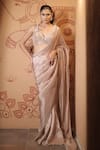 Buy_Vana Ethnics_Green Tissue Beads, Zari, The Nirvana Border Embellished Saree With Blouse 