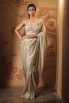 Shop_Vana Ethnics_Green Tissue Beads, Zari, The Nirvana Border Embellished Saree With Blouse 