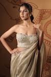 Buy_Vana Ethnics_Green Tissue Beads, Zari, The Nirvana Border Embellished Saree With Blouse _Online