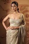 Shop_Vana Ethnics_Green Tissue Beads, Zari, The Nirvana Border Embellished Saree With Blouse _Online
