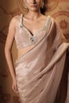 Vana Ethnics_Green Tissue Beads, Zari, The Nirvana Border Embellished Saree With Blouse 