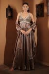 Buy_Vana Ethnics_Gold Tissue Mirrors, The Celestial Kundan Embellished Anarkali With Dupatta _at_Aza_Fashions