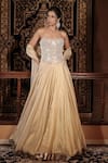 Shop_Vana Ethnics_Ivory Tissue Mirrors, Pearls, The Sitara Spark Embellished Corset Lehenga Set _Online_at_Aza_Fashions
