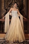 Buy_Vana Ethnics_Ivory Tissue Mirrors, Pearls, The Sitara Spark Embellished Corset Lehenga Set 