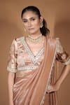 Vana Ethnics_Rose Gold Tissue Zari, Mirrors, Beads, The Whispering Saree With Blouse _at_Aza_Fashions