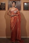 Buy_Vana Ethnics_Orange Tissue Embroidery, Zari, Sequins, The Ambar Sandhya Saree With Blouse _at_Aza_Fashions