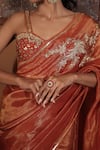 Buy_Vana Ethnics_Orange Tissue Embroidery, Zari, Sequins, The Ambar Sandhya Saree With Blouse 