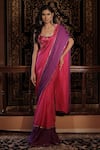 Vana Ethnics_Pink Satin, Organza Sequins, Embroidery, Stones, The Gulabo Saree With Blouse _at_Aza_Fashions
