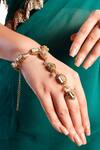 Vaidaan_Gold Plated Stones, Beads Aadrika Embellished Haathphool _Online_at_Aza_Fashions