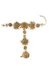 Shop_Vaidaan_Gold Plated Beads, Stones Oorja Embellished Haathphool _at_Aza_Fashions