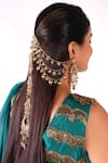 Buy_Vaidaan_Gold Plated Vrishti Embellished Hair Chain Jewelry  _at_Aza_Fashions