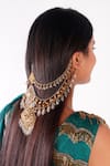 Shop_Vaidaan_Gold Tanya Embellished Hair Accessory  _at_Aza_Fashions