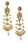 Shop_Vaidaan_Gold Plated Beads, Tassels Suhavi Embellished Earrings  _at_Aza_Fashions