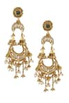 Shop_Vaidaan_Gold Plated Beads, Stones Tarini Embellished Earrings _at_Aza_Fashions