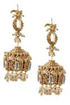 Shop_Vaidaan_Gold Plated Crystals, Beads Neysa Embellished Earrings _at_Aza_Fashions
