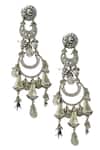 Shop_Vaidaan_Silver Plated Stones, Beads Mewar Embellished Earrings _at_Aza_Fashions