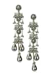 Shop_Vaidaan_Silver Plated Beads Ziya Embellished Earrings _at_Aza_Fashions