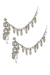 Shop_Vaidaan_Silver Plated Pearls, Stones Inaaya Embellished Earrings _at_Aza_Fashions