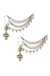 Shop_Vaidaan_Silver Plated Pearls, Chains Ashi Embellished Earrings _at_Aza_Fashions
