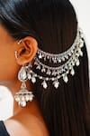 Buy_Vaidaan_Silver Plated Pearls, Chains Ashi Embellished Earrings _at_Aza_Fashions