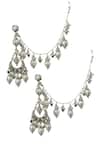 Shop_Vaidaan_Silver Plated Pearls, Stones Rivaayat Embellished Earrings  _at_Aza_Fashions