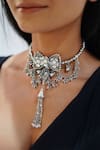 Buy_Vaidaan_Silver Plated Nirali Embellished Choker _at_Aza_Fashions