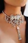Vaidaan_Silver Plated Nirali Embellished Choker _Online_at_Aza_Fashions