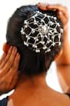 Shop_Vaidaan_Silver Ambar Embellished Hair Accessory _at_Aza_Fashions