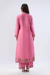 Shop_Label Niti Bothra_Pink Silk, Tencel Beads, Sequins, Embroidery Blossom Gathered Yoke Kurta Set _at_Aza_Fashions