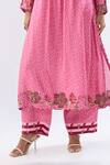 Buy_Label Niti Bothra_Pink Silk, Tencel Beads, Sequins, Embroidery Blossom Gathered Yoke Kurta Set 