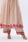 Shop_Label Niti Bothra_Pink , Tencel, Organza Beads, Blossom Ivory Gathered Yoke Kurta Set _Online_at_Aza_Fashions